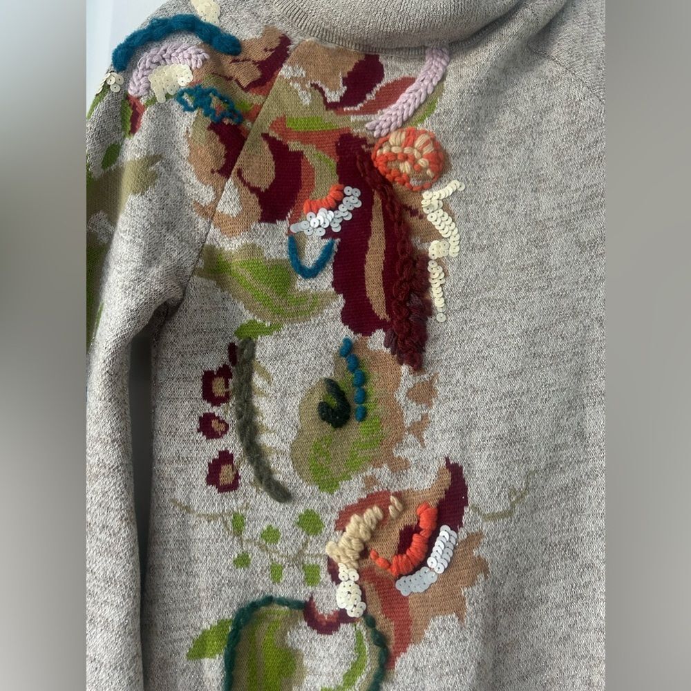 Anthropologie knitted and knotted petals swing dress sweater dress embroidered - Picture 10 of 12